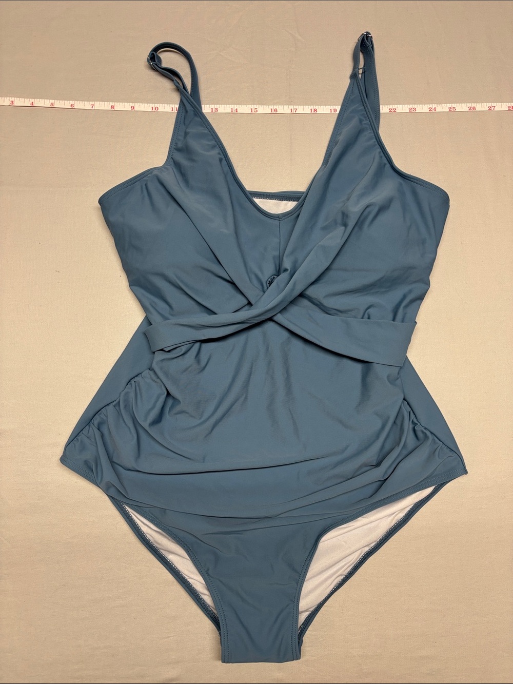Twist-Front Blue One-Piece Swimsuit - Classic Coverage vacation travel pool chic